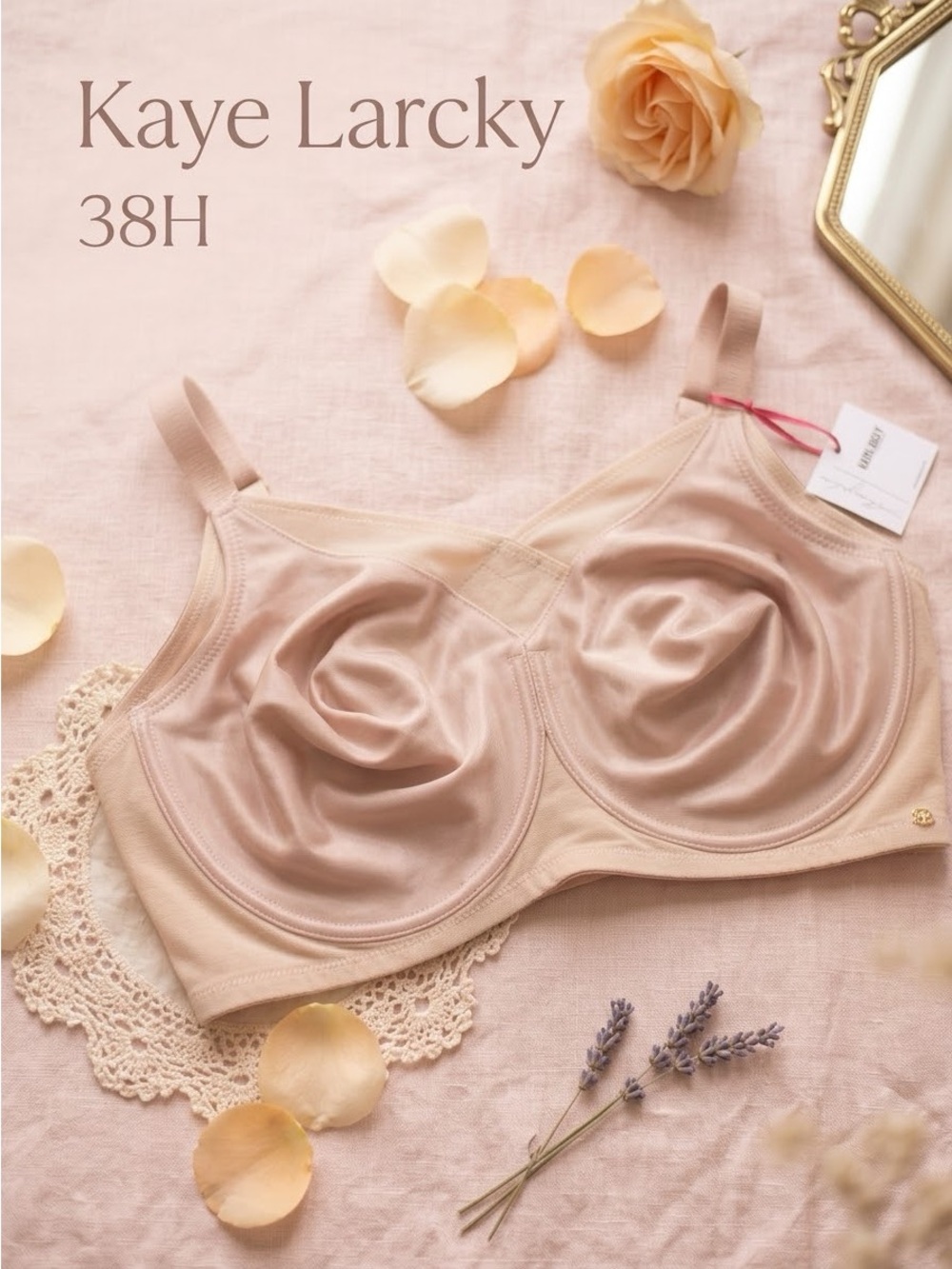 KAYE LARCKY Woman’s Plus Size Legend Everyday Minimizer Bra Nude 38H (31005) NWT